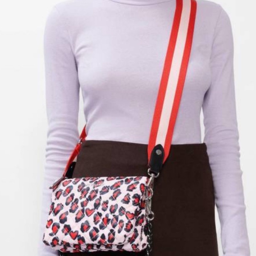 MZ Wallace Pippa Crosby Crossbody Heart Leopard Print Handbag Limited‎ Edition
